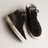 Slide in brown glitter with black leather star and flash
