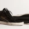 Slide in brown glitter with black leather star and flash