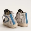 Slide in silver metallic leather with white leather star