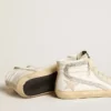 Slide with nude leather star and suede and Swarovski crystal flash