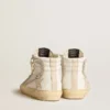 Slide with nude leather star and suede and Swarovski crystal flash