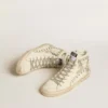 Slide with silver metallic leather star and leather flash with stars