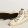 Slide with silver metallic leather star and leather flash with stars