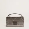 Small Venezia Bag in anthracite-gray metallic leather with black details