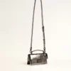 Small Venezia Bag in anthracite-gray metallic leather with black details