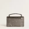 Small Venezia Bag in anthracite-gray metallic leather with black details