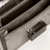 Small Venezia Bag in anthracite-gray metallic leather with black details