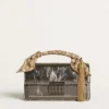 Small Venezia Bag in anthracite-gray metallic leather with black details