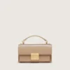 Small Venezia Bag in beige boarded leather with gold details