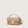 Small Venezia Bag in beige boarded leather with gold details