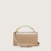 Small Venezia Bag in beige boarded leather with gold details