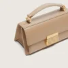 Small Venezia Bag in beige boarded leather with gold details