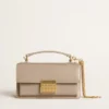 Small Venezia Bag in beige boarded leather with gold details