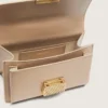 Small Venezia Bag in beige boarded leather with gold details