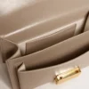 Small Venezia Bag in beige boarded leather with gold details
