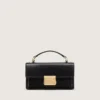 Small Venezia Bag in black boarded leather with gold details