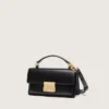 Small Venezia Bag in black boarded leather with gold details