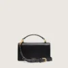 Small Venezia Bag in black boarded leather with gold details