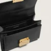 Small Venezia Bag in black boarded leather with gold details