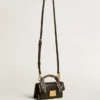 Small Venezia Bag in black boarded leather with silk scarf