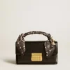 Small Venezia Bag in black boarded leather with silk scarf and charm