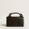 Small Venezia Bag in black boarded leather with silk scarf and charm