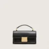 Small Venezia Bag in black distressed leather with gold details