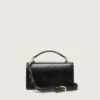 Small Venezia Bag in black distressed leather with gold details