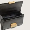 Small Venezia Bag in black distressed leather with gold details