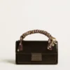 Small Venezia Bag in black metallic leather with black details