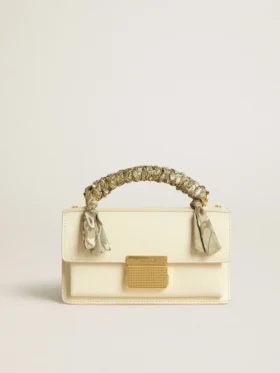Small Venezia Bag in butter-colored boarded leather with braided scarf