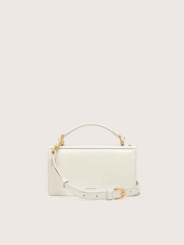 Small Venezia Bag in butter-colored boarded leather with gold details