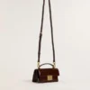Small Venezia Bag in dark brown laminated leather with gold details