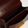 Small Venezia Bag in dark brown laminated leather with gold details