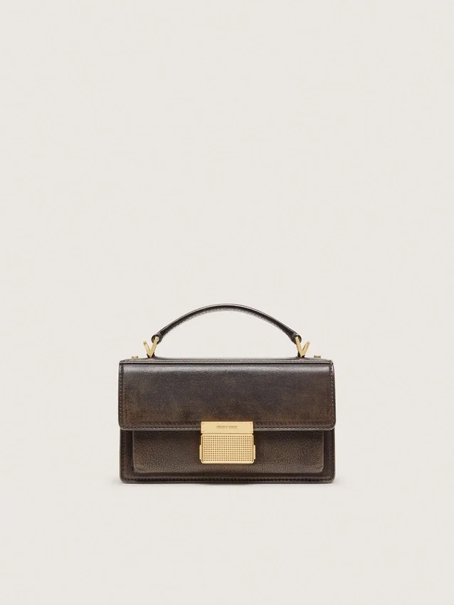 Small Venezia Bag in dark brown leather with gold buckle