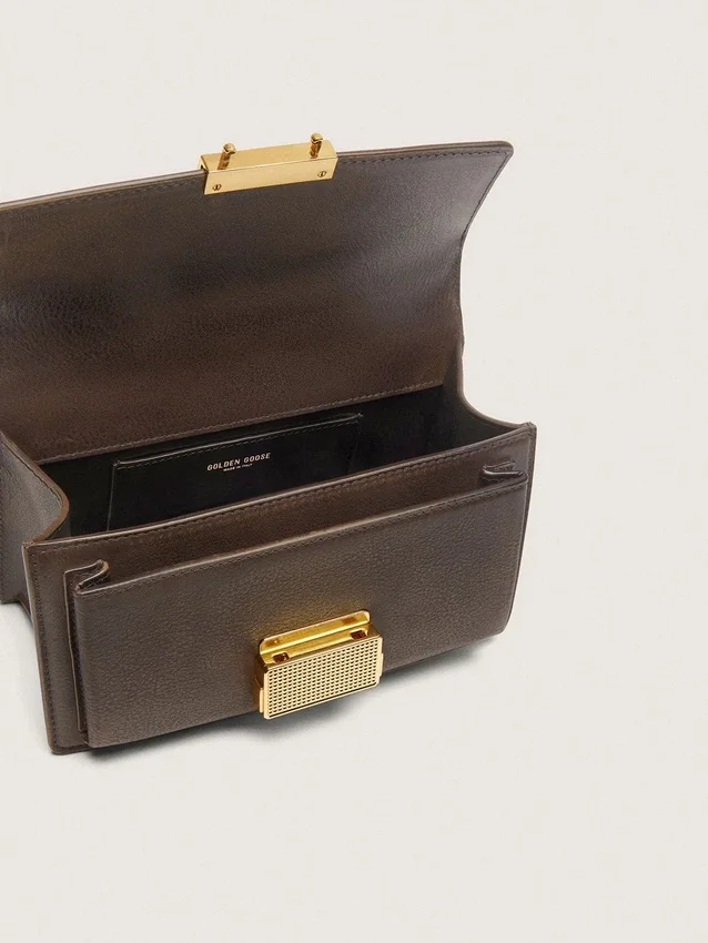 Small Venezia Bag in dark brown leather with gold buckle