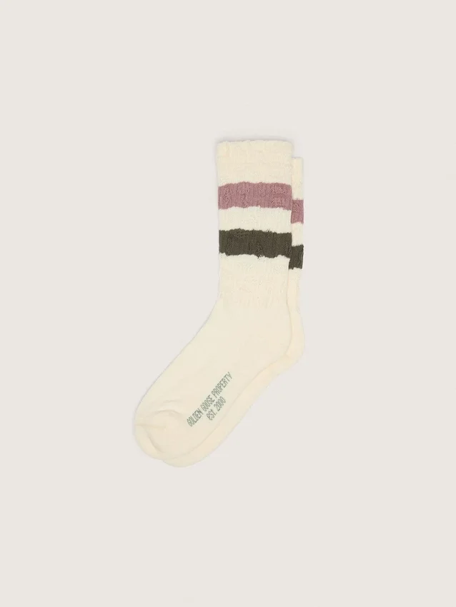 Socks in aged white with multicolor stripes