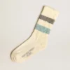 Socks in aged white with two-tone stripes
