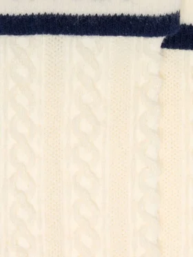 Socks in worn white with turn-up and dark blue details