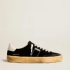 Soul Star in black velvet with white leather heel tab