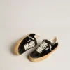 Soul Star in black velvet with white leather heel tab