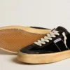 Soul Star in black velvet with white leather heel tab
