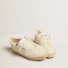 Soul Star in white nappa with metallic silver leather heel tab