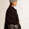 Star Bag in glossy black leather with tone-on-tone star