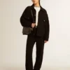 Star Bag in glossy black leather with tone-on-tone star