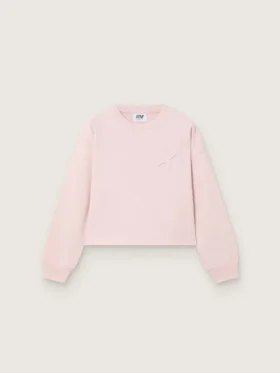 Star girls’ cropped sweatshirt in pink cotton with patch and logo