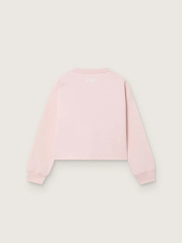 Star girls’ cropped sweatshirt in pink cotton with patch and logo