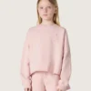 Star girls’ cropped sweatshirt in pink cotton with patch and logo