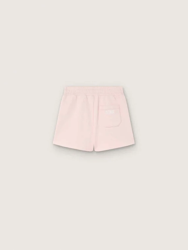 Star girls’ shorts in pink cotton with patch and logo