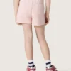 Star girls’ shorts in pink cotton with patch and logo